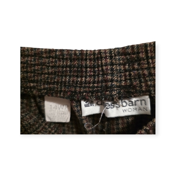 Dressbarn Woman 14WP Brown Houndstooth Pull On Ankle Pants Petite - Picture 3 of 4